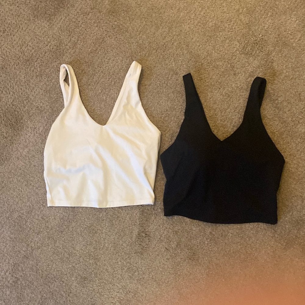 Set of two align, black-and-white tank tops